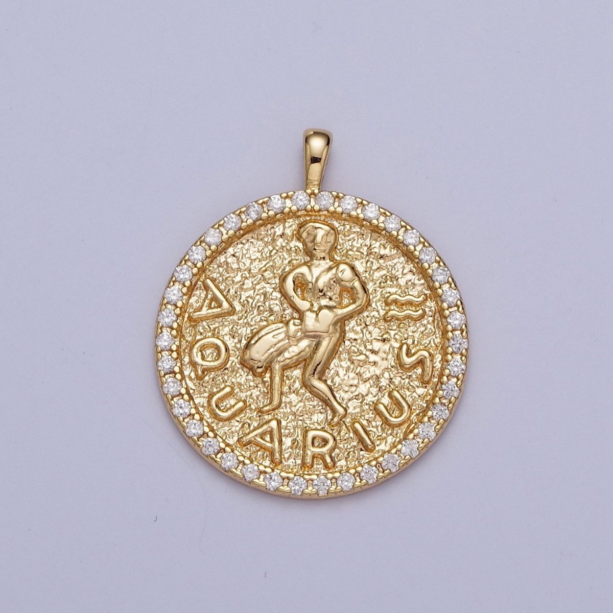 16K Gold Filled Zodiac Sign Astrology Personalized Birthday Micro Paved CZ Charms Pendants Medallion A-A1695-A-A1700