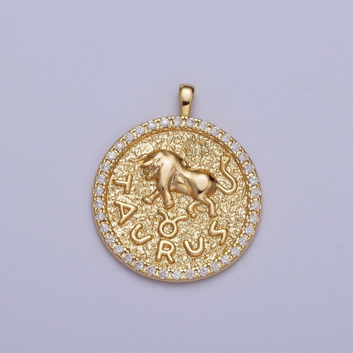 16K Gold Filled Zodiac Sign Astrology Personalized Birthday Micro Paved CZ Charms Pendants Medallion A-A1695-A-A1700
