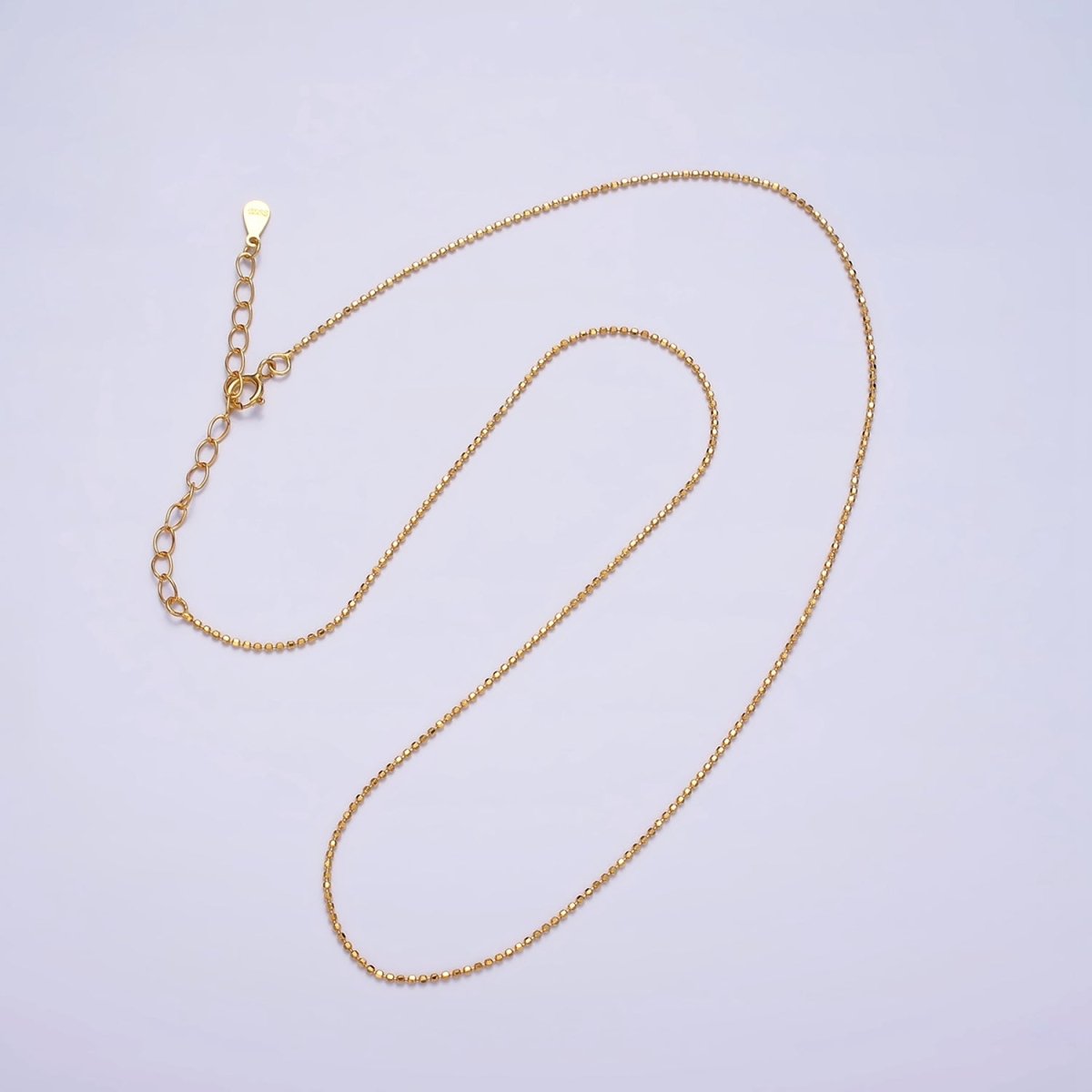 16K Gold Vermeil S925 Sterling Silver 0.9mm Dainty Bead 15.5 Inch Chain Necklace | WA-1949 Clearance Pricing