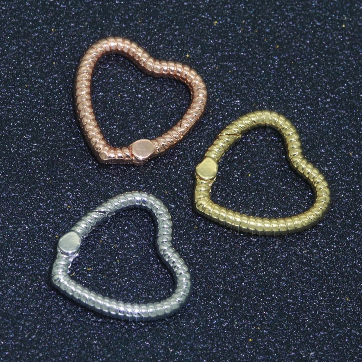 16mm Heart Gold Spring Buckle Metal Snap Clasp Spring gate ring, Trigger Round Ring, Snap Clasp Hook for Jewelry Supply L-454~L-456
