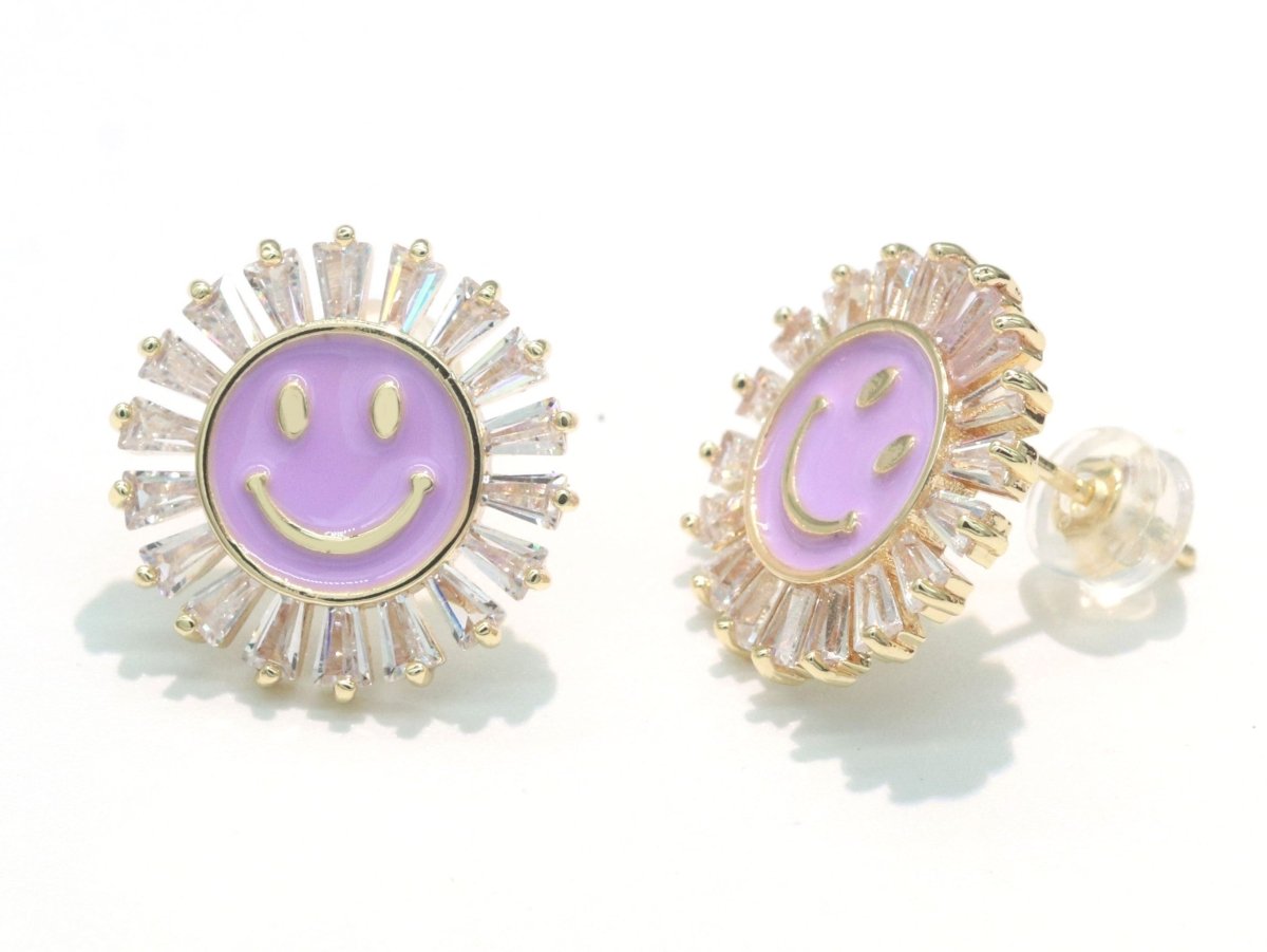 16mm Stud Enamel Smiley Face Stud Earrings Y2K 90S 1990's Cute Earring Harajuku  P167