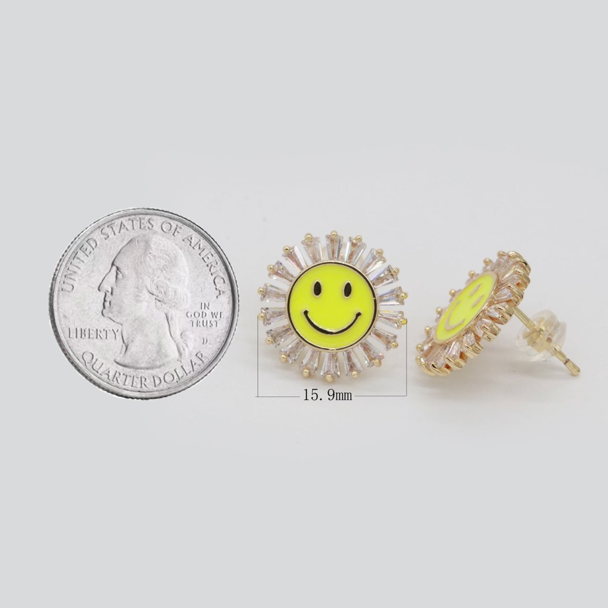 16mm Stud Enamel Smiley Face Stud Earrings Y2K 90S 1990's Cute Earring Harajuku  P167