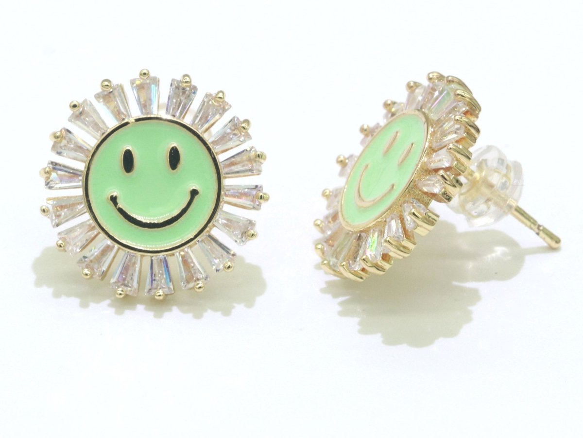 16mm Stud Enamel Smiley Face Stud Earrings Y2K 90S 1990's Cute Earring Harajuku  P167