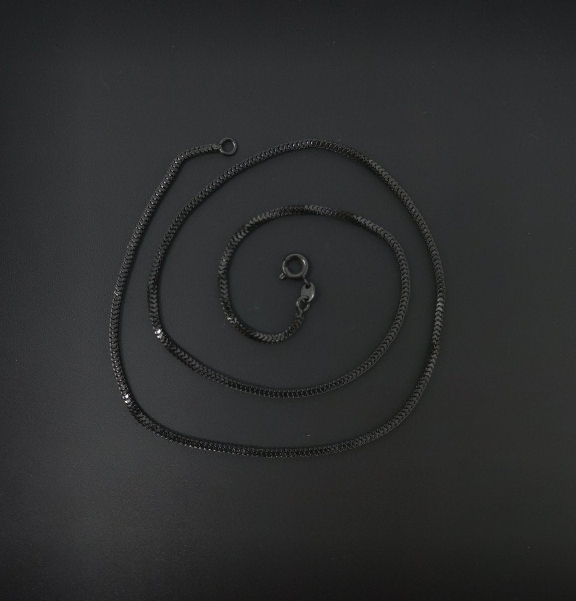 17.5 inch Black Gun Metal Plated Chain Necklace, Square Box Chain Necklace, Layering Dainty 1.5mm Black Box Necklace w/ Spring Ring | CN-545 Clearance Pricing - DLUXCA