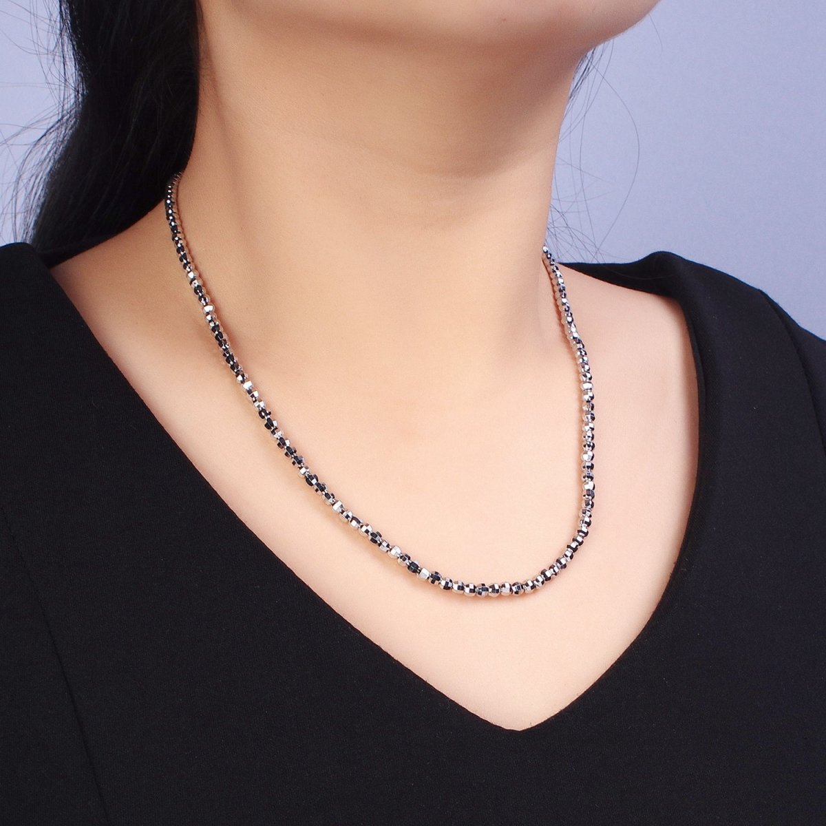 17.5 Inch Gold, Silver 3.5mm, 2.5mm Multi faceted Disco Ball Bead Chain Necklace | WA-1564 WA-1565 Clearance Pricing