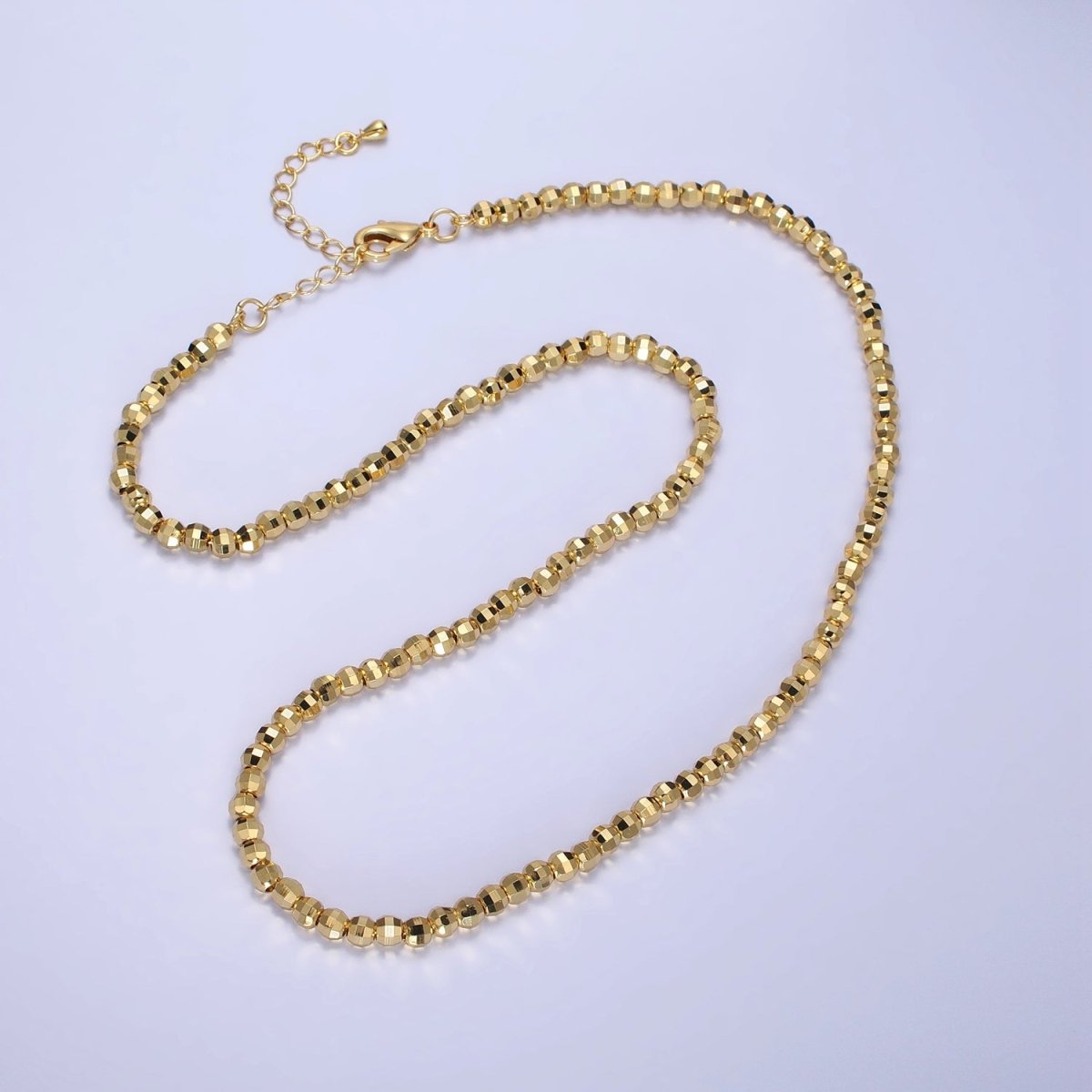 17.5 Inch Gold, Silver 3.5mm, 2.5mm Multi faceted Disco Ball Bead Chain Necklace | WA-1564 WA-1565 Clearance Pricing