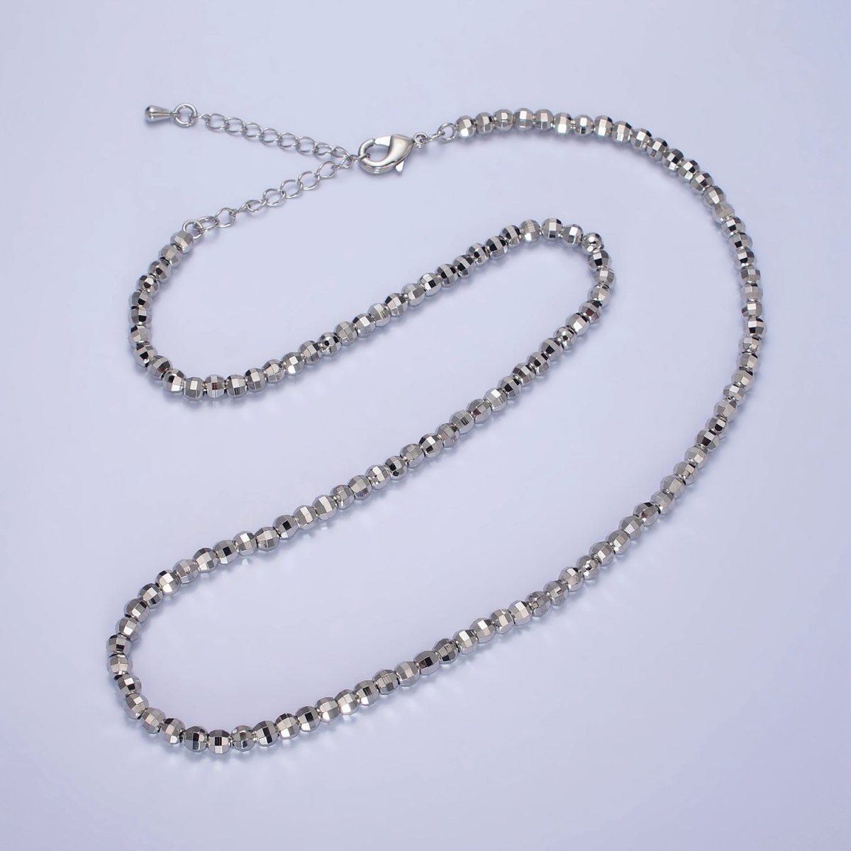 17.5 Inch Gold, Silver 3.5mm, 2.5mm Multi faceted Disco Ball Bead Chain Necklace | WA-1564 WA-1565 Clearance Pricing