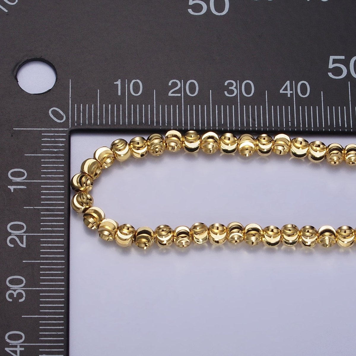 17.5 Inch Gold, Silver 3.5mm, 2.5mm Sparkling Moon Cut Ball Bead Chain Necklace | WA-1568 - WA-1571 Clearance Pricing