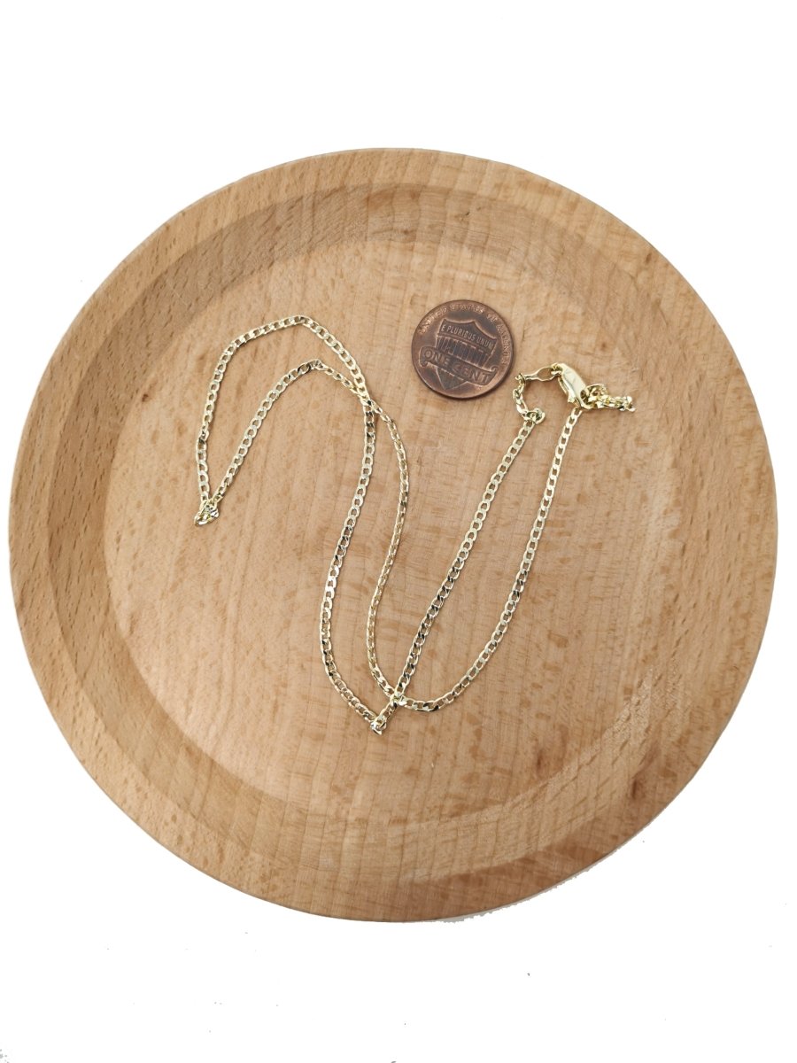 17.5 Inch Miami Cuban Curb Chain Gold Filled Dainty Curb Chain Necklace 1.8mm width | WA-1746 Clearance Pricing - DLUXCA