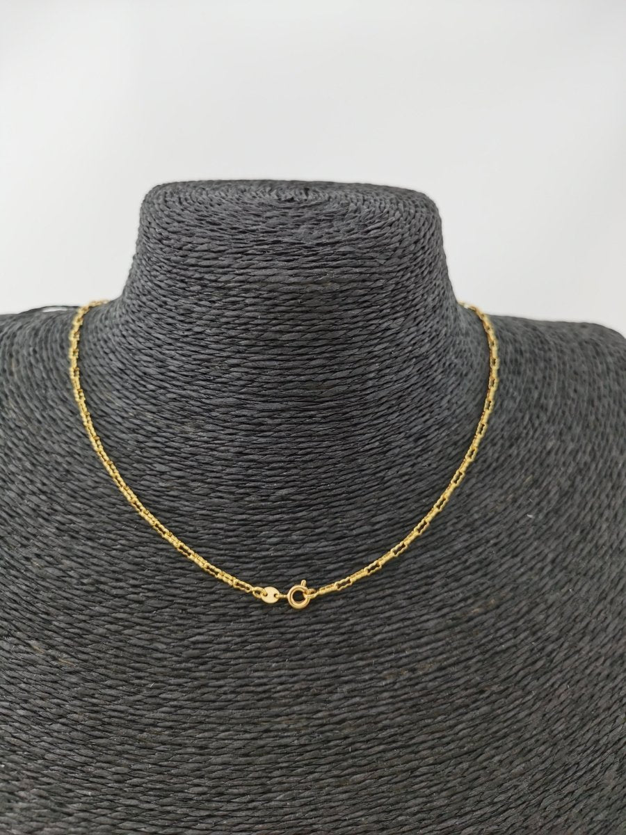 17.5 inch Peanut Crinkle Fancy Chain Necklace, 24K Gold Filled Designed Necklace For Jewelry Making, Dainty 2.4mm Designed Necklace w/ Spring Ring | CN-379 Clearance Pricing - DLUXCA