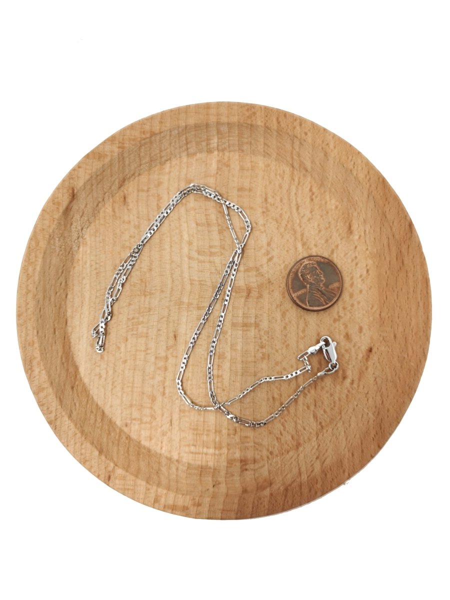 17.7 inch Figaro Chain Necklace, White Gold Filled Necklace For Jewelry Making, Dainty 1.5mm Figaro Necklace w/ Lobster Clasps | CN-628 Clearance Pricing - DLUXCA