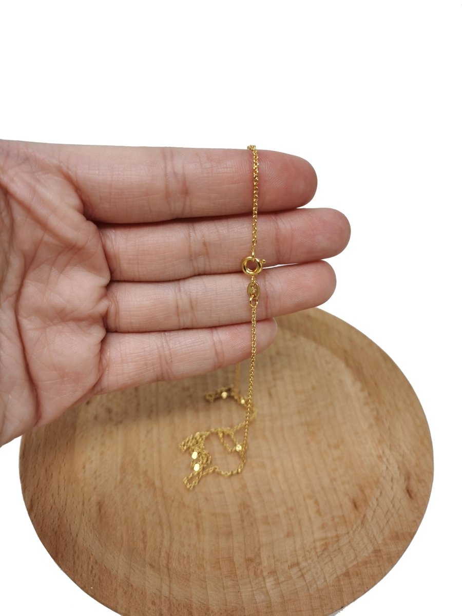 17.7'' Ready to Use 24K Gold Filled Thin Rolo Necklace Chain, Layering Rolo Chain Dainty Necklace, For Pendant Charm Necklace Making, Dainty 0.8mm Rolo Necklace w/ Spring Rings | CN-465 - DLUXCA
