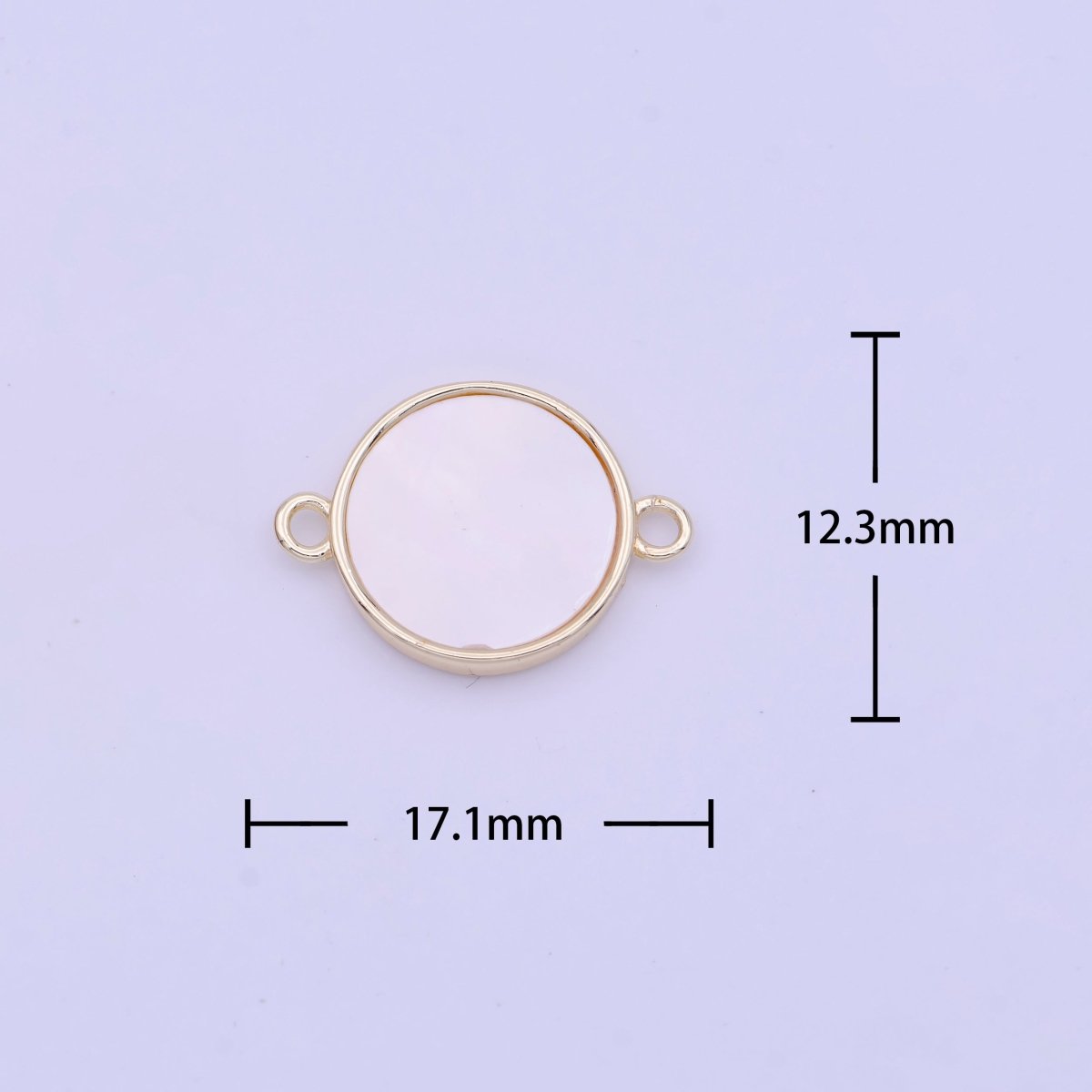 17mm Round Shell Pearl Minimalist Connector in Gold & Silver | Y-626 Y-627
