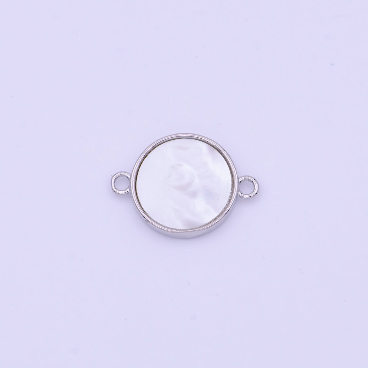 17mm Round Shell Pearl Minimalist Connector in Gold & Silver | Y-626 Y-627