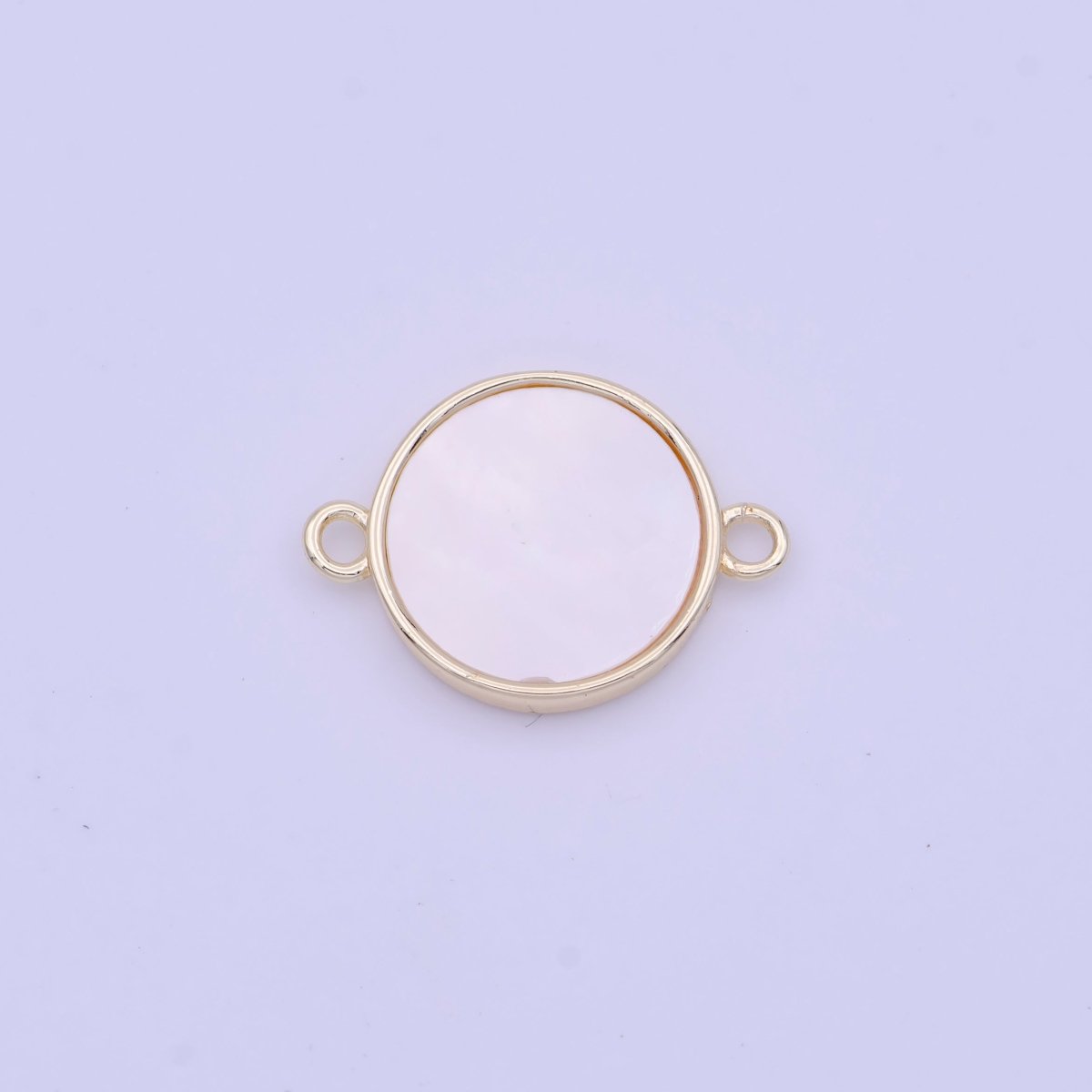17mm Round Shell Pearl Minimalist Connector in Gold & Silver | Y-626 Y-627