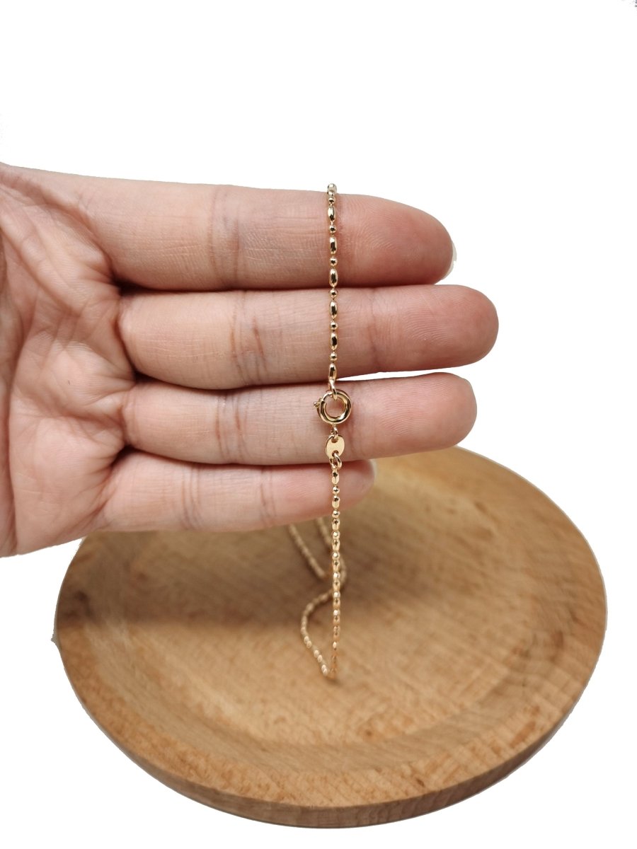 18" / 20" 18K Rosy Gold Filled Bead Necklace Chain, 18" / 20" Layering Beaded Chain, Dainty 1.5mm Necklace w/ Spring Ring | CN-698 CN-700  Clearance Pricing