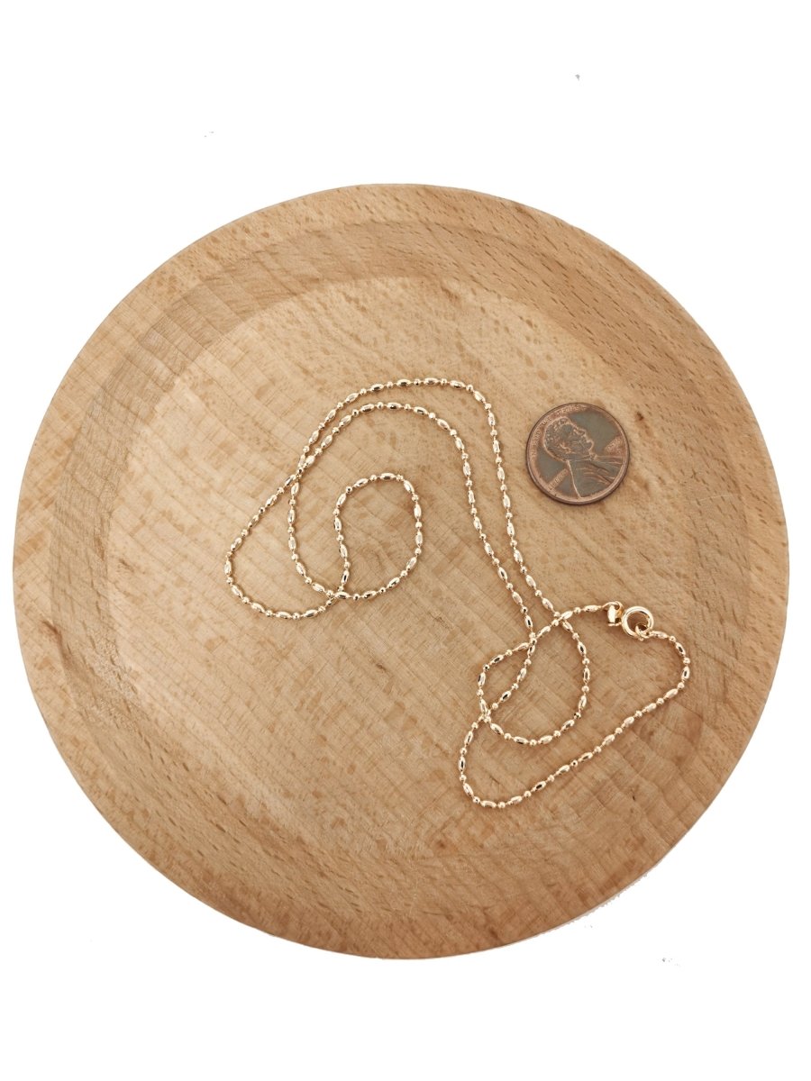 18" / 20" 18K Rosy Gold Filled Bead Necklace Chain, 18" / 20" Layering Beaded Chain, Dainty 1.5mm Necklace w/ Spring Ring | CN-698 CN-700  Clearance Pricing