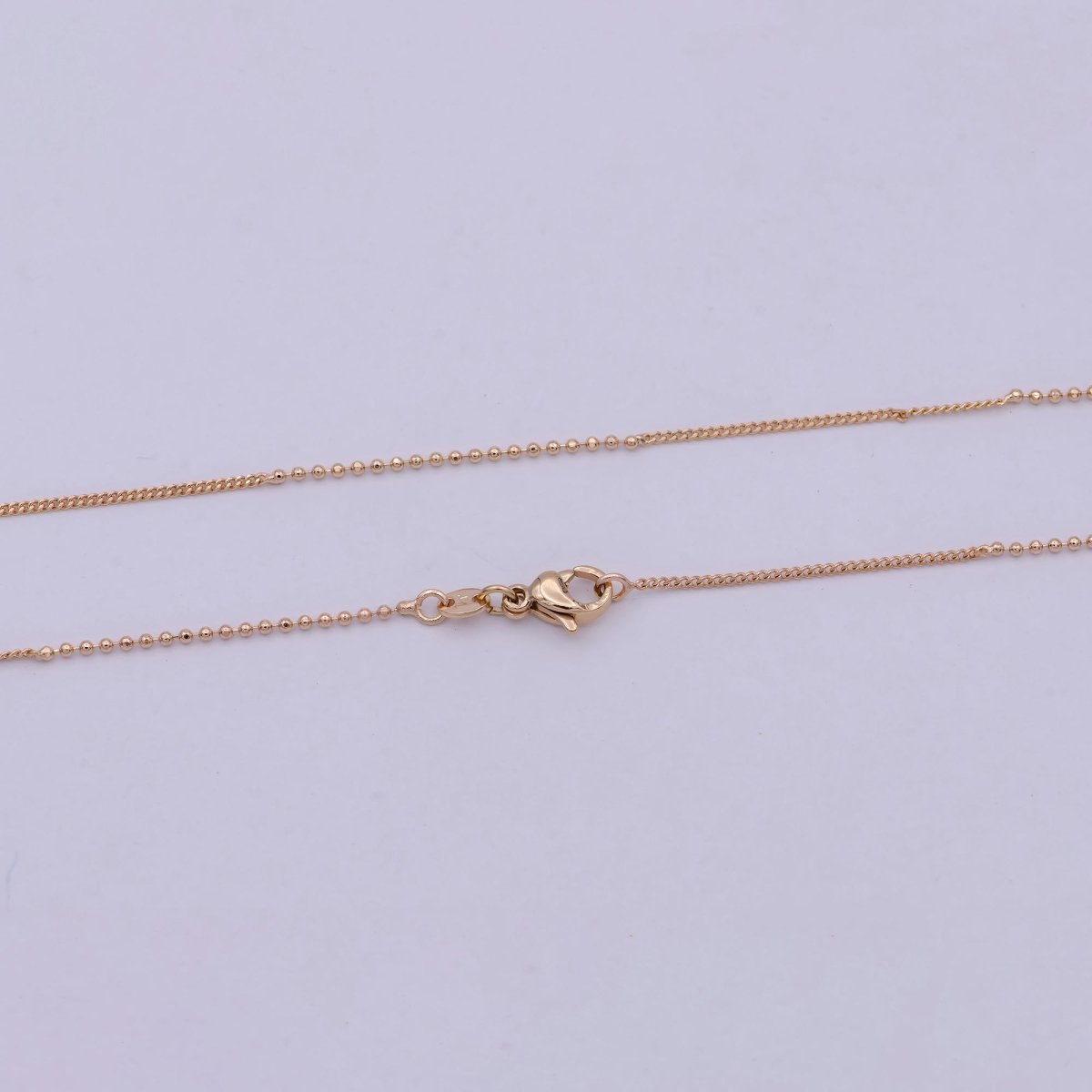 18 inch Long Fusion Necklace Beaded With Curb Chain Fancy Chain Necklace in 18k Gold Filled | WA-538 Clearance Pricing - DLUXCA
