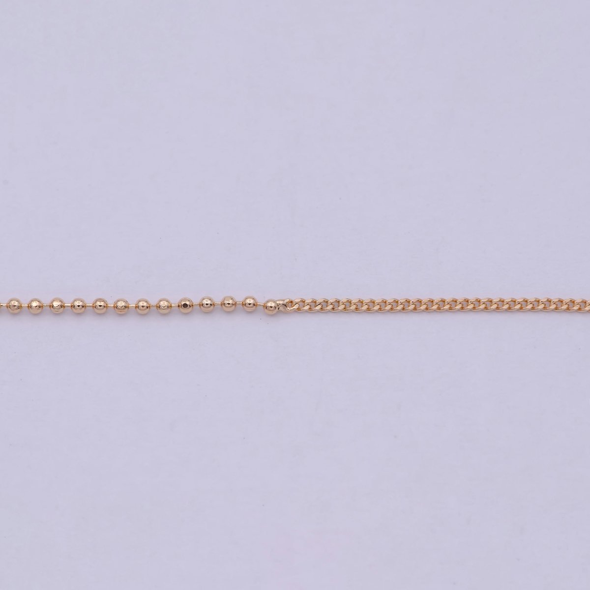 18 inch Long Fusion Necklace Beaded With Curb Chain Fancy Chain Necklace in 18k Gold Filled | WA-538 Clearance Pricing - DLUXCA