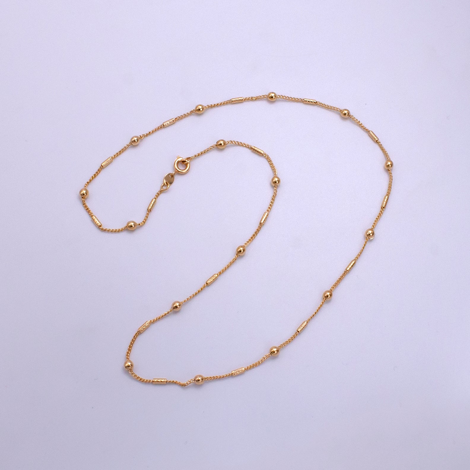 18K Gold Filled Tube Rope Satellite Chain 18 Inch Necklace | CN-645