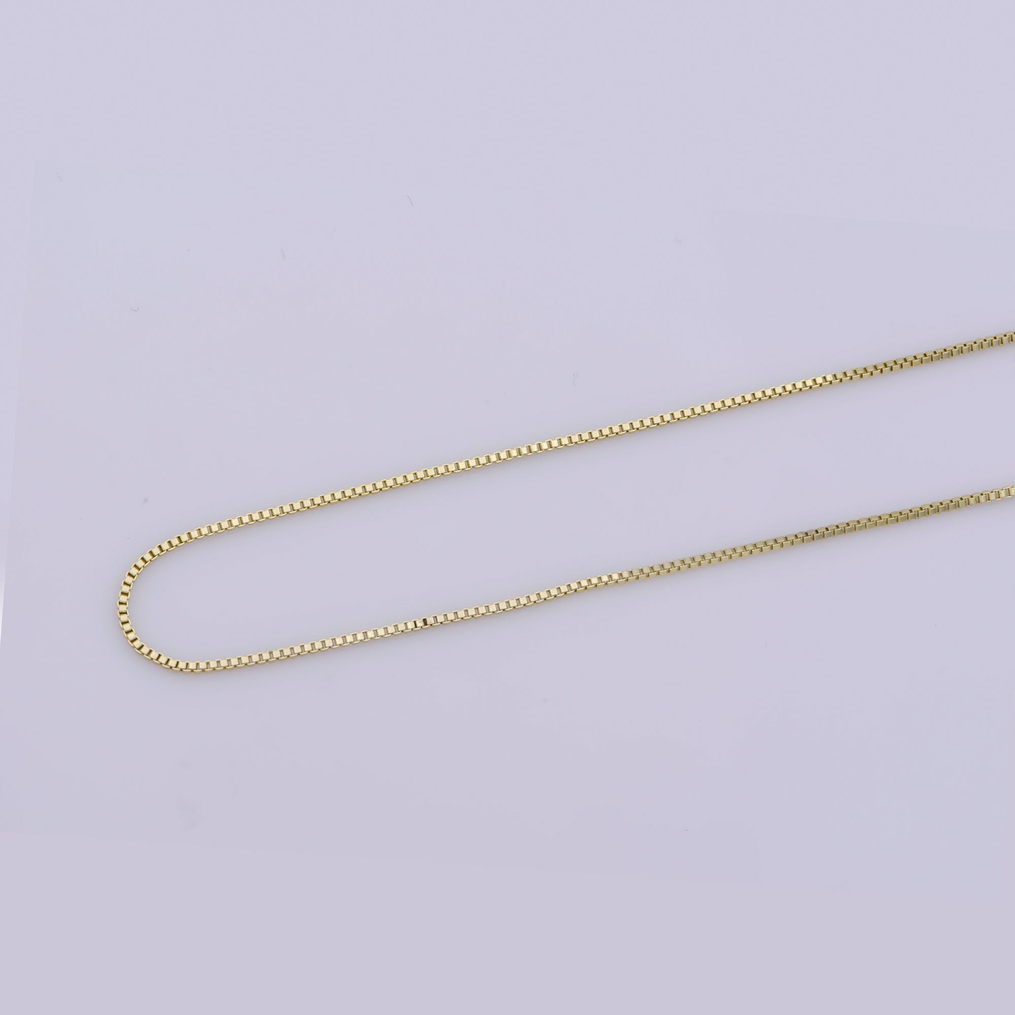14K Gold Filled 0.8mm Box Chain 17 Inch Layering Necklace w. Hamsa Hand Charm | WA281 - DLUXCA