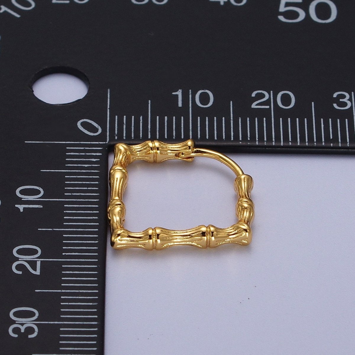 18K, 16K, 24K Gold Filled 20mm Bamboo Rhombus Geometric Hoops Earring | AD-310 AD-311 AD-312