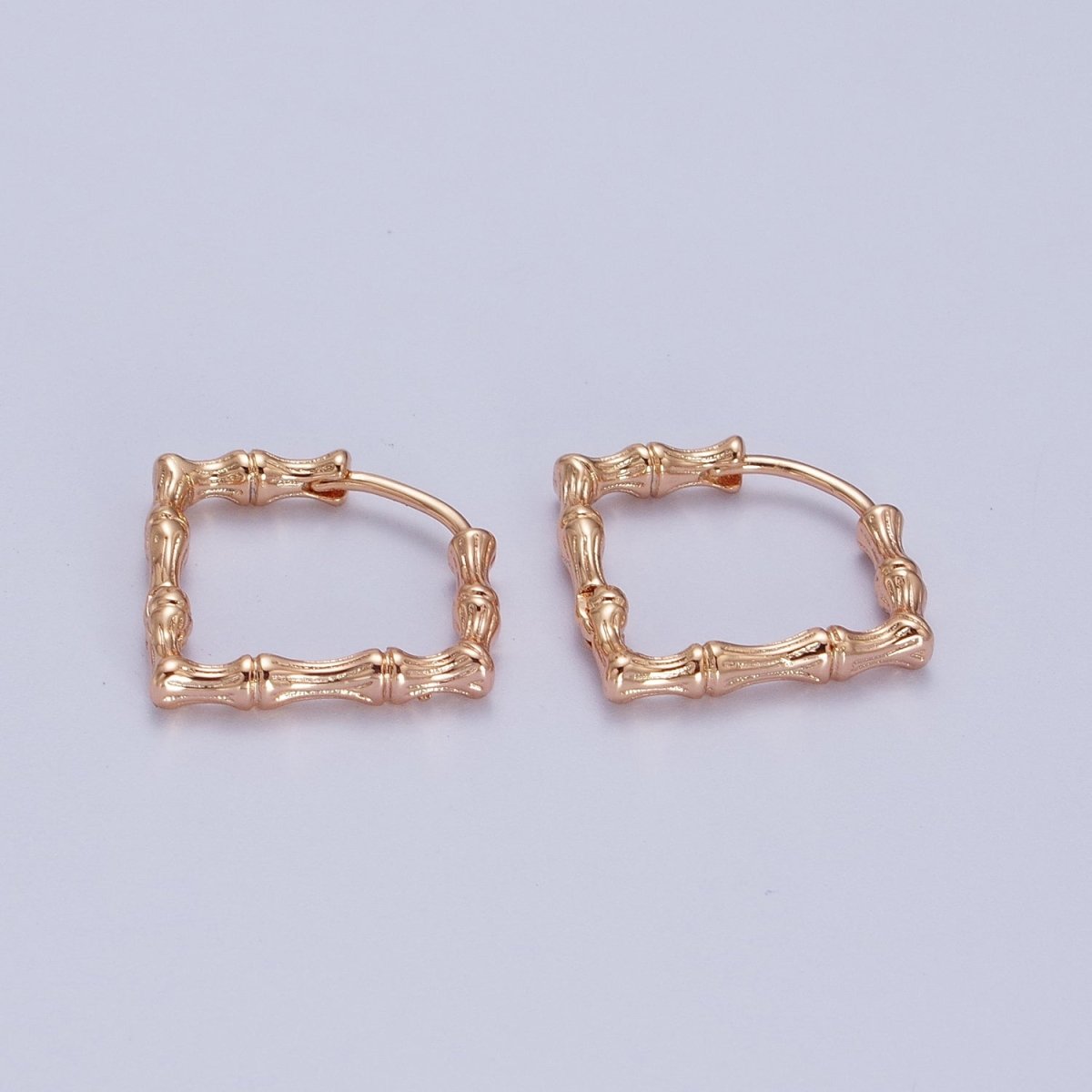 18K, 16K, 24K Gold Filled 20mm Bamboo Rhombus Geometric Hoops Earring | AD-310 AD-311 AD-312