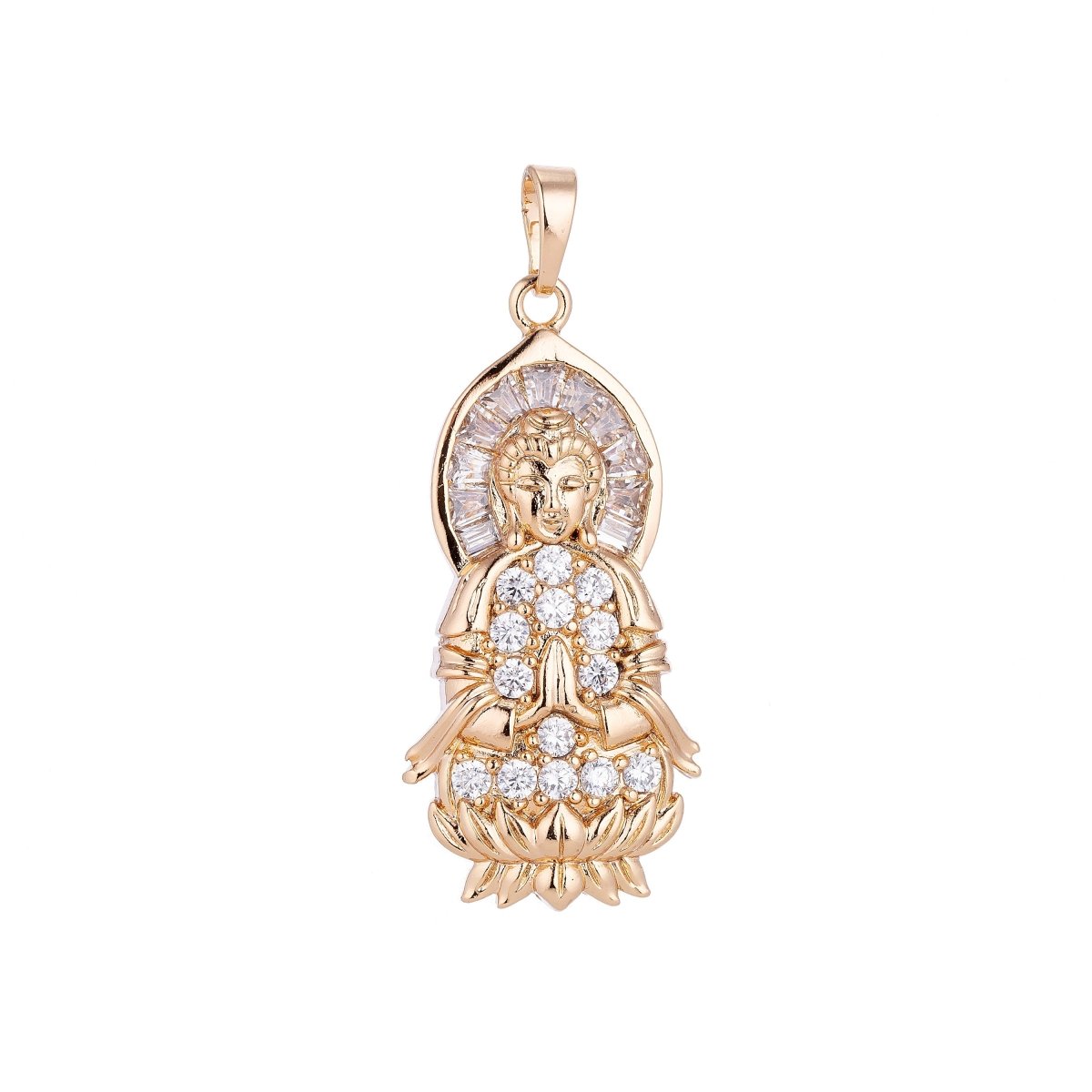18K, 24K Gold Fill Buddha, Meditation Peace Zen Good Karma Buddhism Buddhist Layer Necklace PENDANT Charm Bead Bails Findings for Jewelry Making H-580 I-886