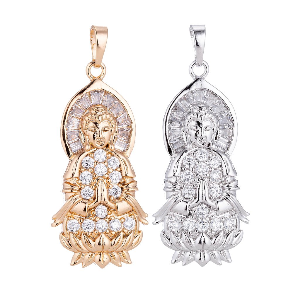 18K, 24K Gold Fill Buddha, Meditation Peace Zen Good Karma Buddhism Buddhist Layer Necklace PENDANT Charm Bead Bails Findings for Jewelry Making H-580 I-886