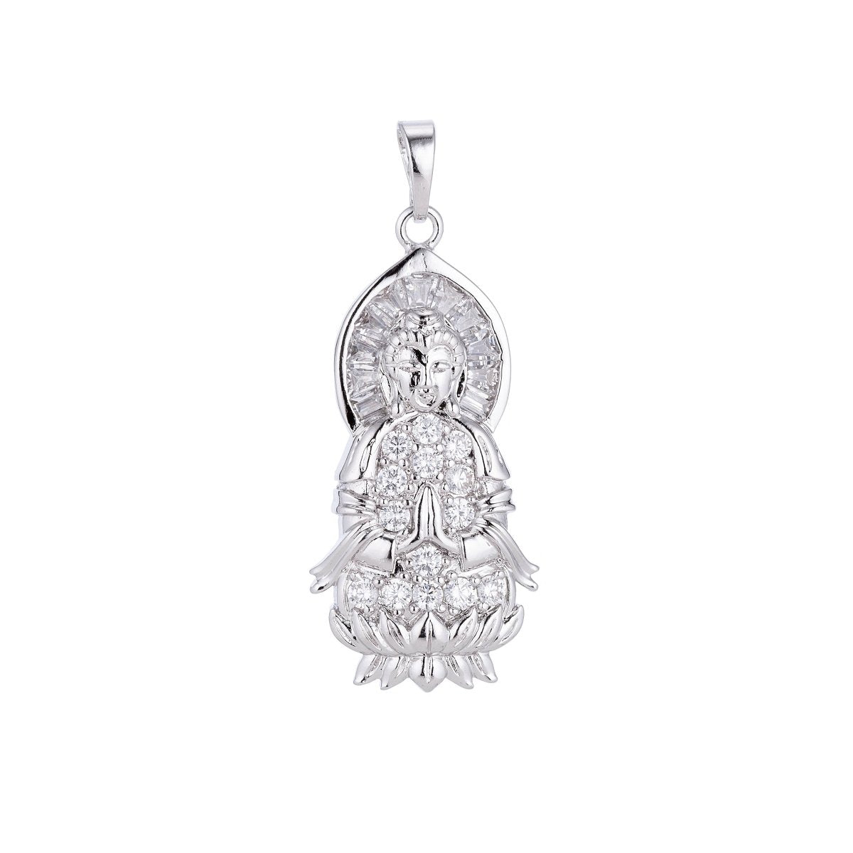 18K, 24K Gold Fill Buddha, Meditation Peace Zen Good Karma Buddhism Buddhist Layer Necklace PENDANT Charm Bead Bails Findings for Jewelry Making H-580 I-886