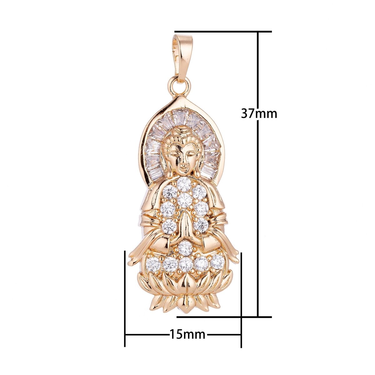 18K, 24K Gold Fill Buddha, Meditation Peace Zen Good Karma Buddhism Buddhist Layer Necklace PENDANT Charm Bead Bails Findings for Jewelry Making H-580 I-886
