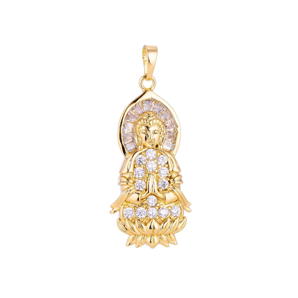 18K, 24K Gold Fill Buddha, Meditation Peace Zen Good Karma Buddhism Buddhist Layer Necklace PENDANT Charm Bead Bails Findings for Jewelry Making H-580 I-886