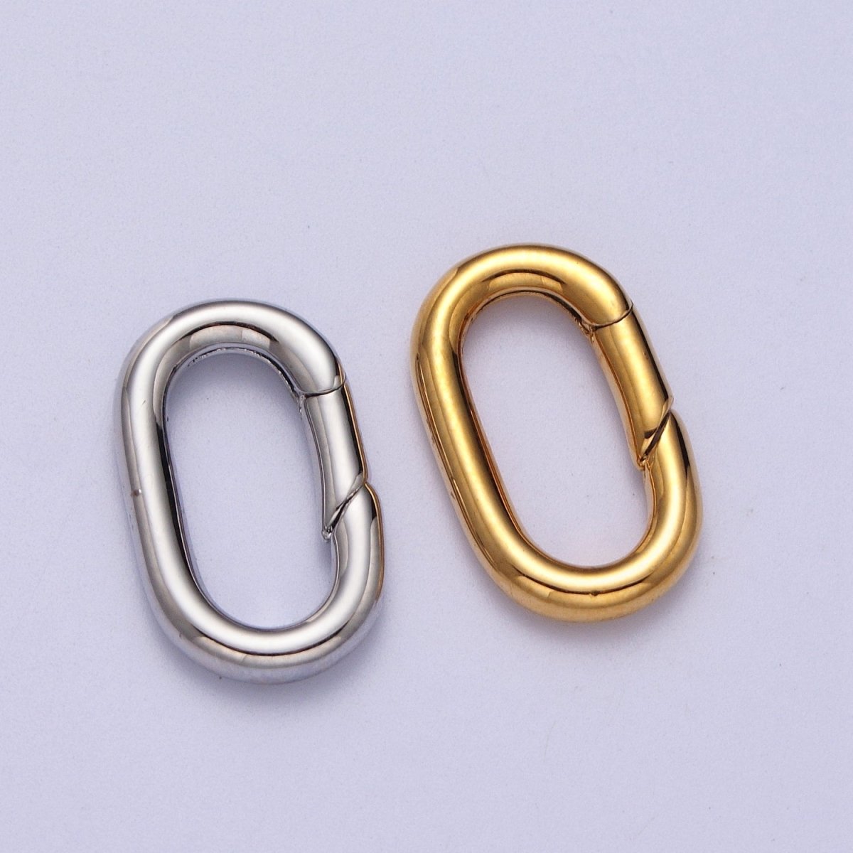 18K, 24K, White Gold Filled Oval Push Spring Ring Gate Jewelry Supply in Gold & Silver | K-295 K-296 K-297