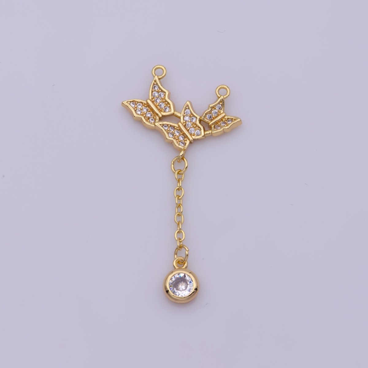 18K Gold Filed Butterfly Connector CZ Lariat Supply N-098 - DLUXCA