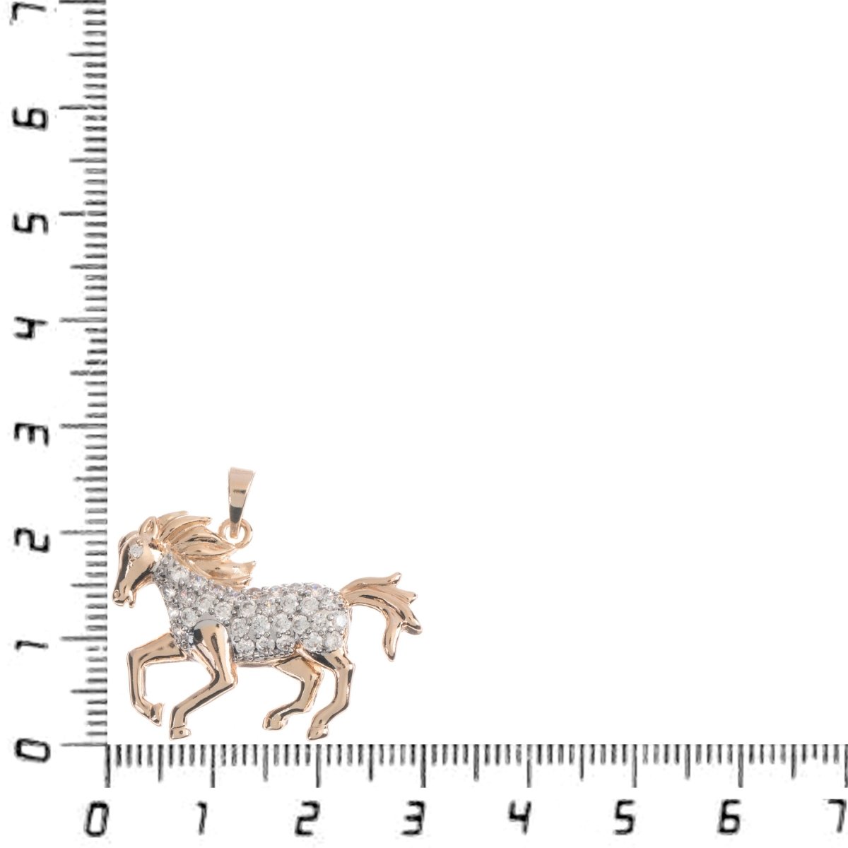 18K Gold Fill Horse Charm Pendant 3D Galloping Stallion Animal Micro Pave CZ Cubic Zircon H-749 - DLUXCA