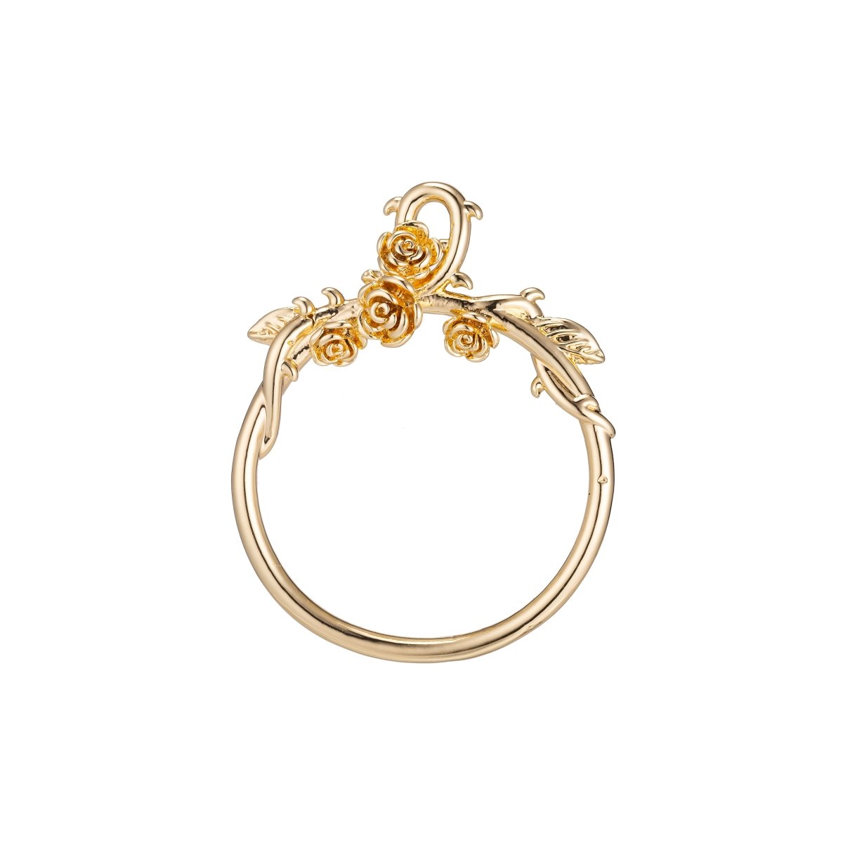 18k Gold Fill magnolia branch necklace Pendant, wreath Charm Rose flower Pendant for Earring Necklace Bracelet Jewelry MakingC-324 - DLUXCA