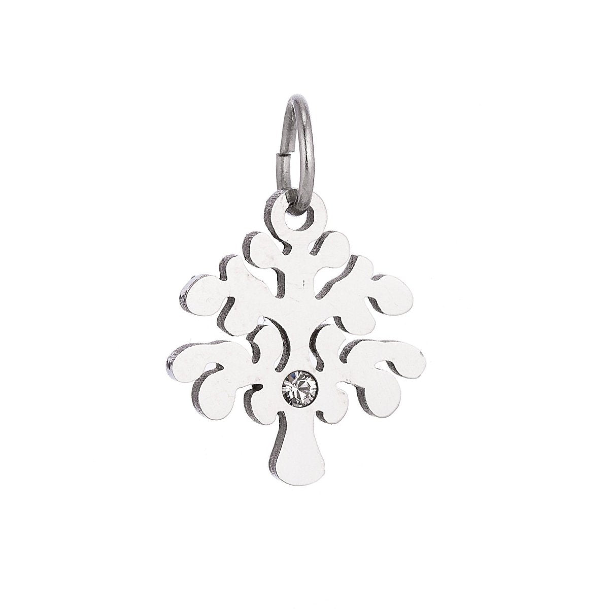 18k Gold Fill Minimalist Dainty Tree of Life w/ Cubic Zirconia Bracelet Charm Necklace Pendant Hoop Earring Findings for Jewelry Making E-633