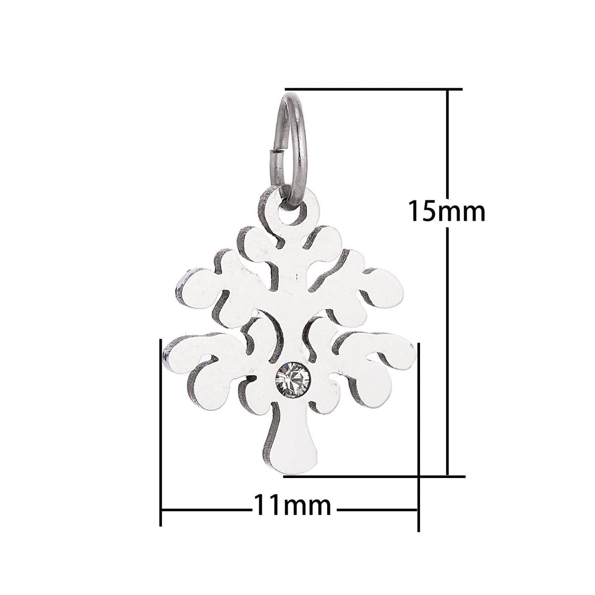 18k Gold Fill Minimalist Dainty Tree of Life w/ Cubic Zirconia Bracelet Charm Necklace Pendant Hoop Earring Findings for Jewelry Making E-633
