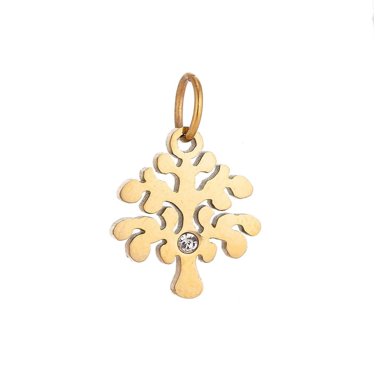 18k Gold Fill Minimalist Dainty Tree of Life w/ Cubic Zirconia Bracelet Charm Necklace Pendant Hoop Earring Findings for Jewelry Making E-633