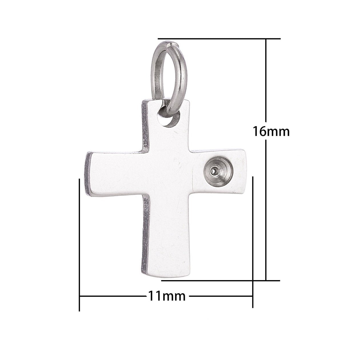 18k Gold Fill Stainless Steel Minimalist Dainty Cross Cubic Zirconia Bracelet Charm Necklace Pendant Findings for Jewelry Making E-630