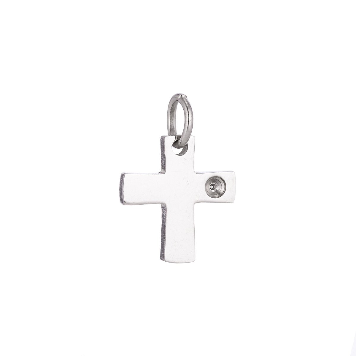 18k Gold Fill Stainless Steel Minimalist Dainty Cross Cubic Zirconia Bracelet Charm Necklace Pendant Findings for Jewelry Making E-630