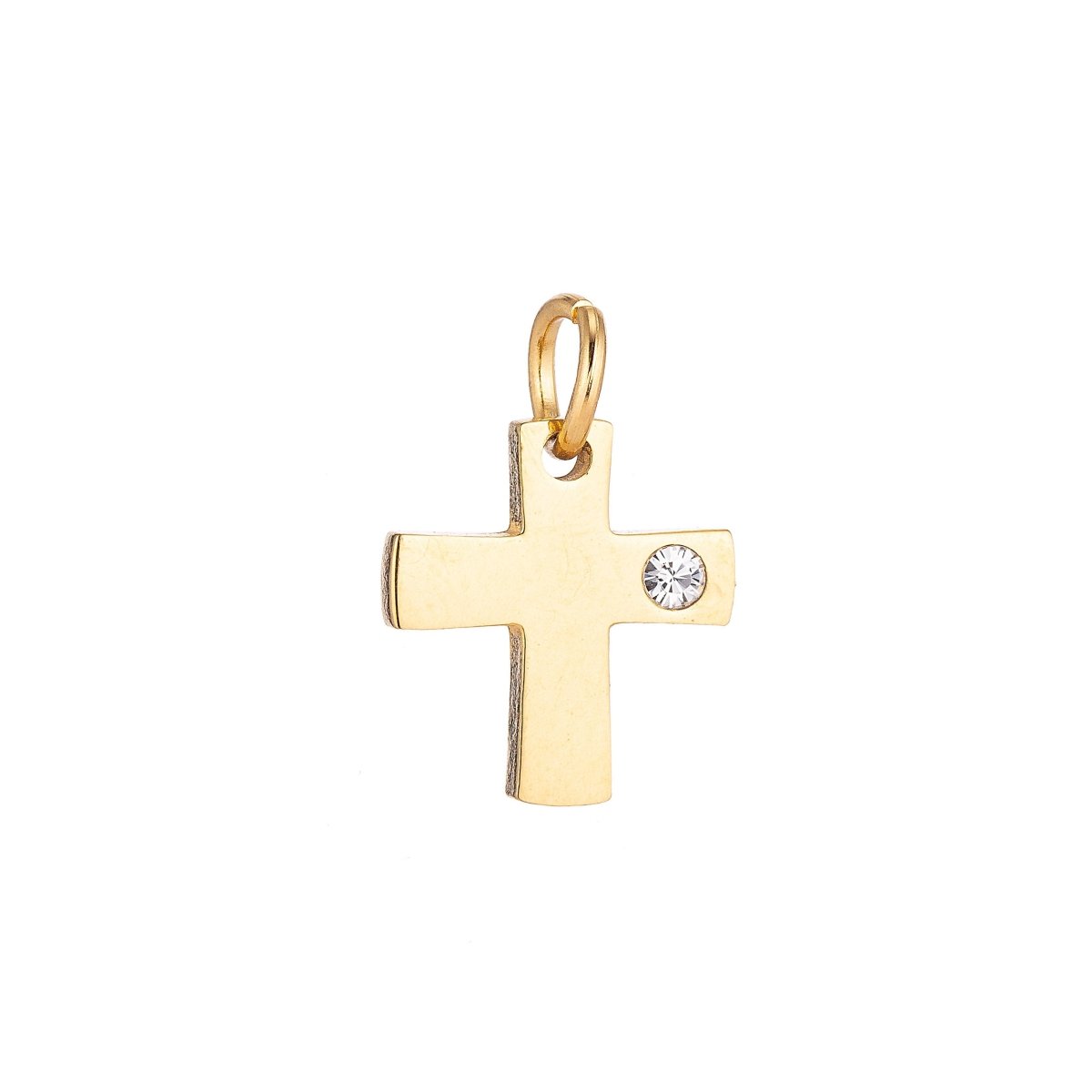 18k Gold Fill Stainless Steel Minimalist Dainty Cross Cubic Zirconia Bracelet Charm Necklace Pendant Findings for Jewelry Making E-630