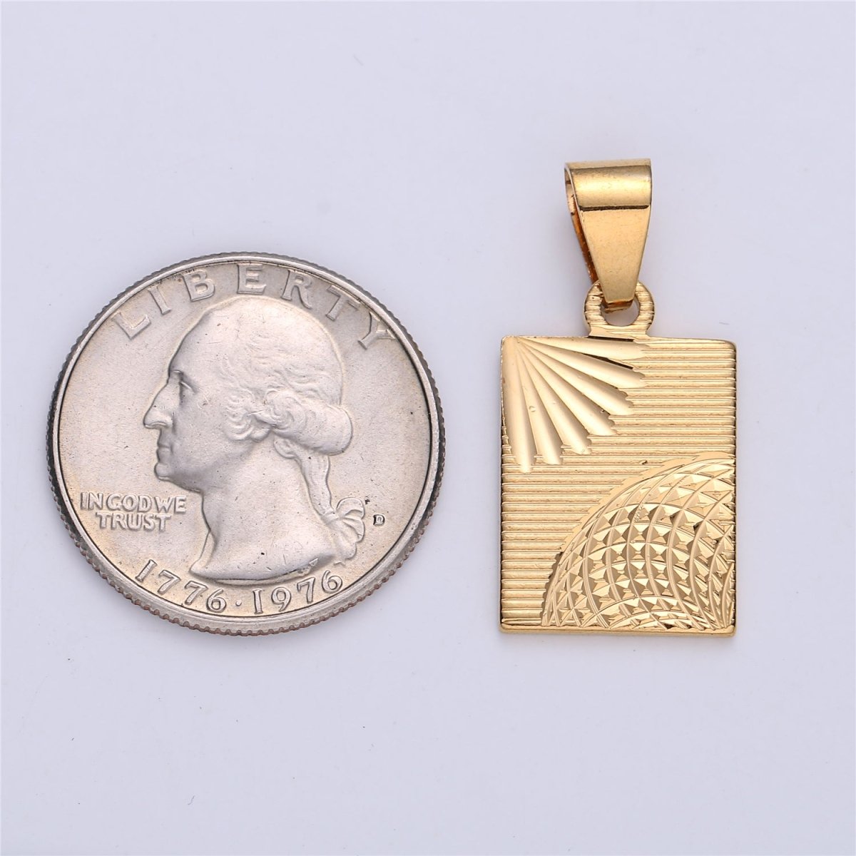 18k Gold Fill Sun Pendant Shiny Celestial Sun Bar Charm Gold Filled Pendant Sun Gold Medallion Necklace Rectangle Bar Earring Findings I-153