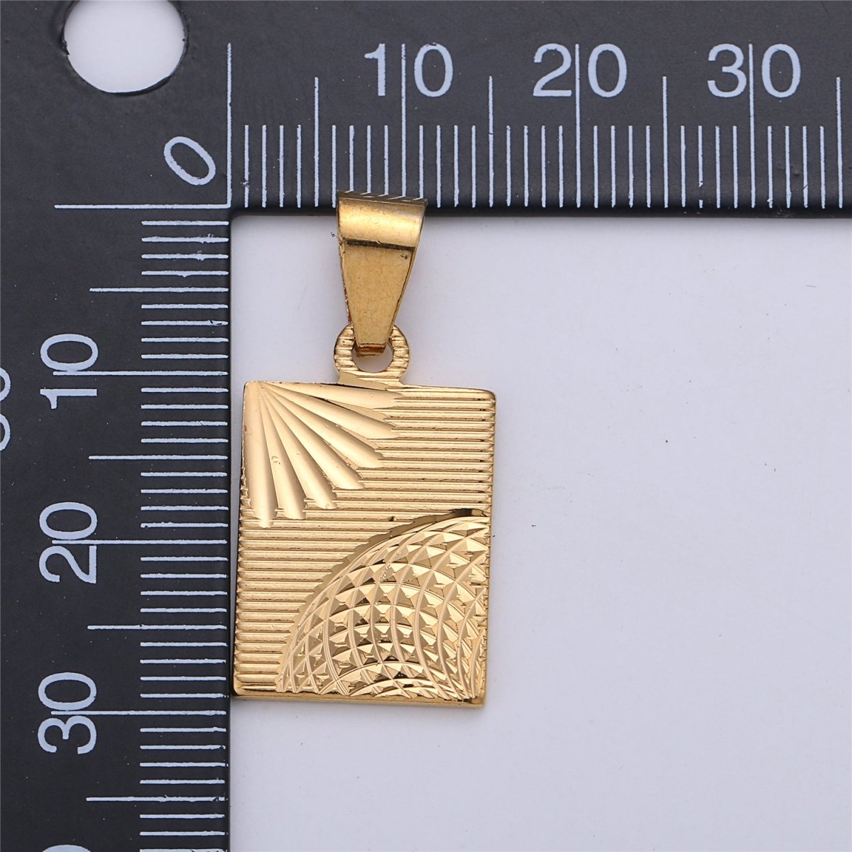 18k Gold Fill Sun Pendant Shiny Celestial Sun Bar Charm Gold Filled Pendant Sun Gold Medallion Necklace Rectangle Bar Earring Findings I-153