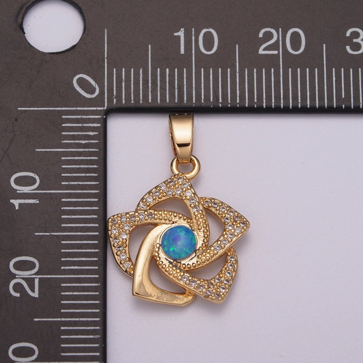18k Gold Fill Wind Spinning Pinwheel Pendant Flower Opal Pendant For Necklace Bracelet Earring N-1400 N-1401