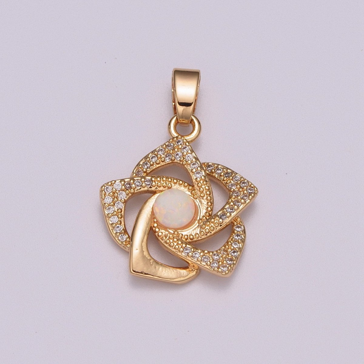 18k Gold Fill Wind Spinning Pinwheel Pendant Flower Opal Pendant For Necklace Bracelet Earring N-1400 N-1401