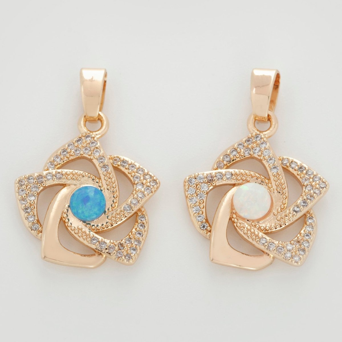 18k Gold Fill Wind Spinning Pinwheel Pendant Flower Opal Pendant For Necklace Bracelet Earring N-1400 N-1401