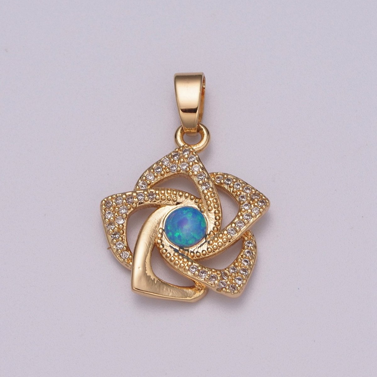 18k Gold Fill Wind Spinning Pinwheel Pendant Flower Opal Pendant For Necklace Bracelet Earring N-1400 N-1401