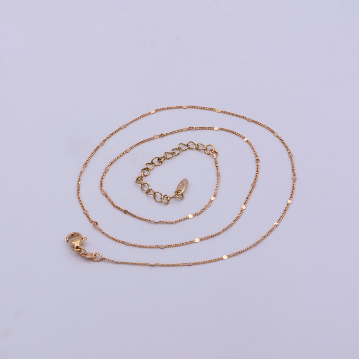 18K Gold Filled 0.8mm Curb Chain 18 inch Finished Necklace For Wholesale Necklace Dainty Jewelry Making Supplies | WA-482 Clearance Pricing - DLUXCA