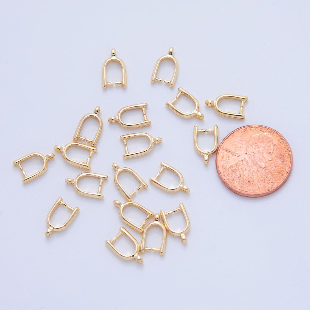 18K Gold Filled 10.3mm Minimalist Pinch Bail Finding Set by 10 Pieces | Z120 - DLUXCA